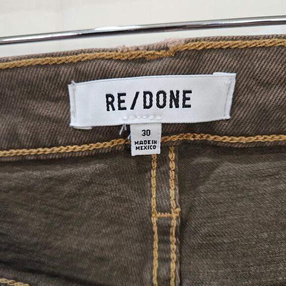 Re/Done Women's 70s Stove Pipe Crop Jeans Button Fly Raw Hem Brown Size 30 - Picture 3 of 12